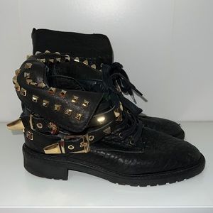 Zara Studded Funky Ankle Boots Sz 6.5.